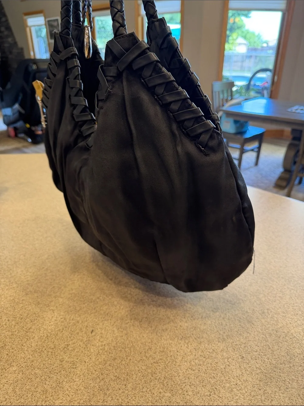 Black Women's Braided Handle Hobo Bag Donald J Pliner